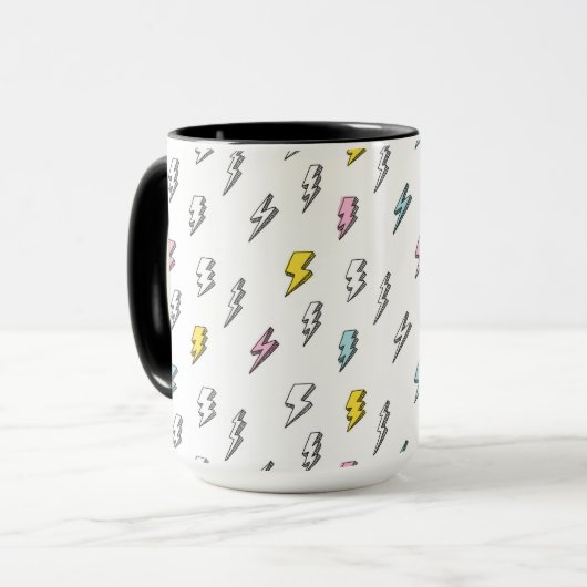 Niedliches Doodle-Blitzmuster Tasse (Vorderseite Links)