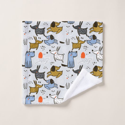 Niedliches Doodle-Dog-Muster Badhandtuch Set (Waschlappen)