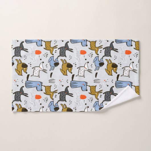 Niedliches Doodle-Dog-Muster Badhandtuch Set (Handtuch)
