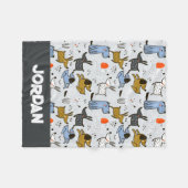 Niedliches Doodle-Dog-Muster Fleecedecke (Vorderseite (Horizontal))