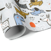 Niedliches Doodle-Dog-Muster Geschenkpapier (Rolleneckpunkt)