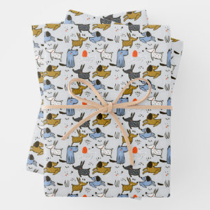 Niedliches Doodle-Dog-Muster Geschenkpapier Set