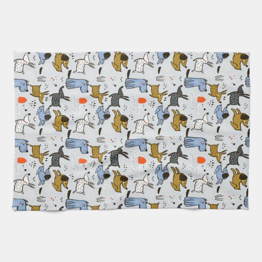 Niedliches Doodle-Dog-Muster Geschirrtuch (Horizontal)