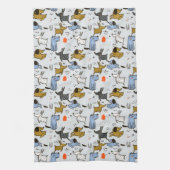 Niedliches Doodle-Dog-Muster Geschirrtuch (Vertikal)