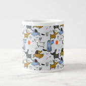 Niedliches Doodle-Dog-Muster Jumbo-Tasse (Vorderseite)