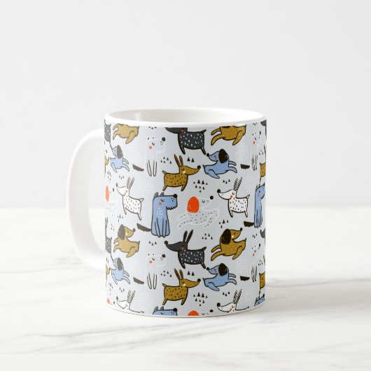 Niedliches Doodle-Dog-Muster Kaffeetasse (Vorderseite Links)