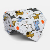 Niedliches Doodle-Dog-Muster Krawatte (Gerollt)