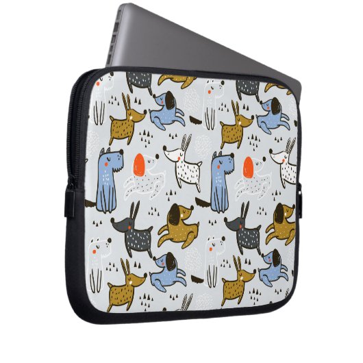 Niedliches Doodle-Dog-Muster Laptopschutzhülle (Vorne Rechts)