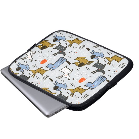 Niedliches Doodle-Dog-Muster Laptopschutzhülle (Vorne Knopf)