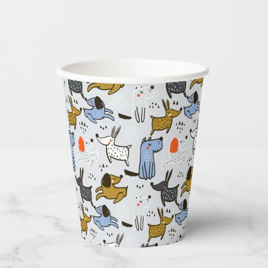 Niedliches Doodle-Dog-Muster Pappbecher (Vorderseite)