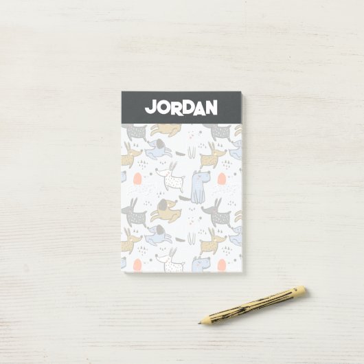 Niedliches Doodle-Dog-Muster Post-it Klebezettel (Auf Schreibtisch)