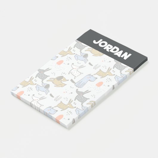 Niedliches Doodle-Dog-Muster Post-it Klebezettel (angewinkelt)