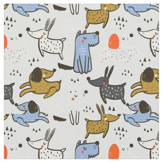 Niedliches Doodle-Dog-Muster Stoff (Nahaufnahme)