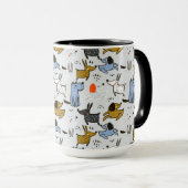 Niedliches Doodle-Dog-Muster Tasse (VorderseiteRechts)