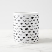 Niedliches Doodle-Eyelash-Muster Jumbo-Tasse (Vorderseite)