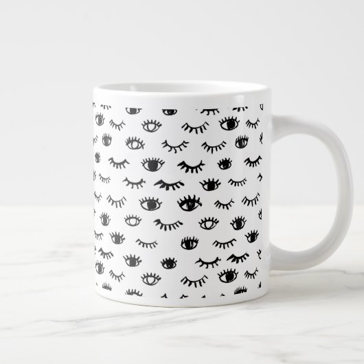 Niedliches Doodle-Eyelash-Muster Jumbo-Tasse (Rechts)