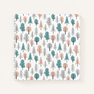Niedliches Doodle-Forest-Muster Notizblock