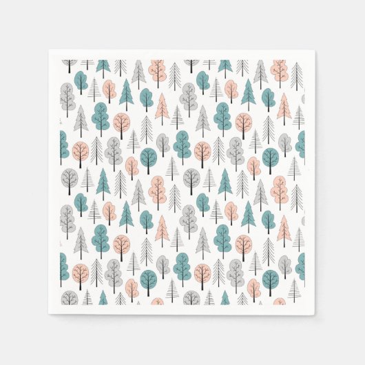 Niedliches Doodle-Forest-Muster Serviette (Vorderseite)