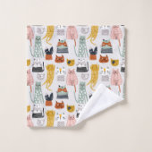Niedliches Doodle Hand Dragees Katzenmuster Badhandtuch Set (Waschlappen)
