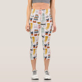 Niedliches Doodle Hand Dragees Katzenmuster Capri Leggings (Vorderseite)