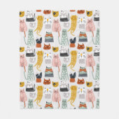 Niedliches Doodle Hand Dragees Katzenmuster Fleecedecke (Vorderseite)