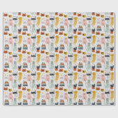 Niedliches Doodle Hand Dragees Katzenmuster Geschenkpapier (Flach)