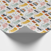 Niedliches Doodle Hand Dragees Katzenmuster Geschenkpapier (Ecke)