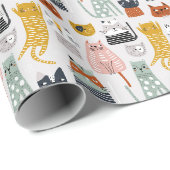 Niedliches Doodle Hand Dragees Katzenmuster Geschenkpapier (Rolleneckpunkt)