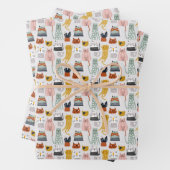 Niedliches Doodle Hand Dragees Katzenmuster Geschenkpapier Set (Beispiel)