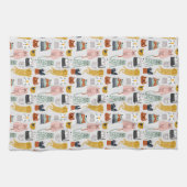 Niedliches Doodle Hand Dragees Katzenmuster Geschirrtuch (Horizontal)