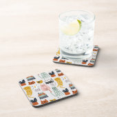 Niedliches Doodle Hand Dragees Katzenmuster Getränkeuntersetzer (Rechte Seite)