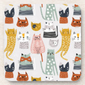 Niedliches Doodle Hand Dragees Katzenmuster Getränkeuntersetzer (Vorderseite)