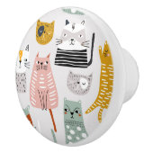 Niedliches Doodle Hand Dragees Katzenmuster Keramikknauf (Rechts)