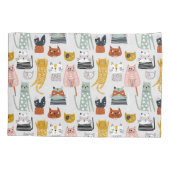 Niedliches Doodle Hand Dragees Katzenmuster Kissenbezug (Rückseite-Links)