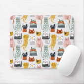 Niedliches Doodle Hand Dragees Katzenmuster Mousepad (Mit Mouse)
