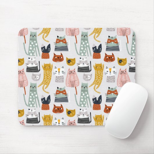 Niedliches Doodle Hand Dragees Katzenmuster Mousepad (Mit Mouse)
