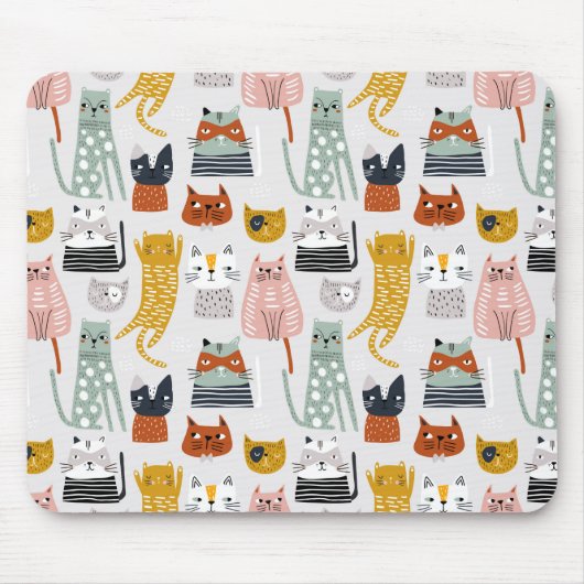 Niedliches Doodle Hand Dragees Katzenmuster Mousepad (Vorne)