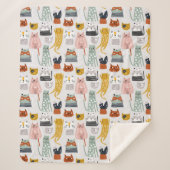 Niedliches Doodle Hand Dragees Katzenmuster Sherpadecke (Vorderseite)