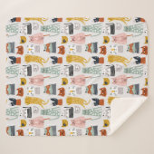 Niedliches Doodle Hand Dragees Katzenmuster Sherpadecke (Vorderseite (Horizontal))
