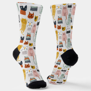 Niedliches Doodle Hand Dragees Katzenmuster Socken