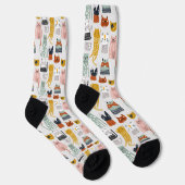 Niedliches Doodle Hand Dragees Katzenmuster Socken (Rechts)