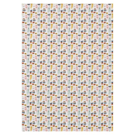 Niedliches Doodle Hand Dragees Katzenmuster Tischdecke (Vorderseite)