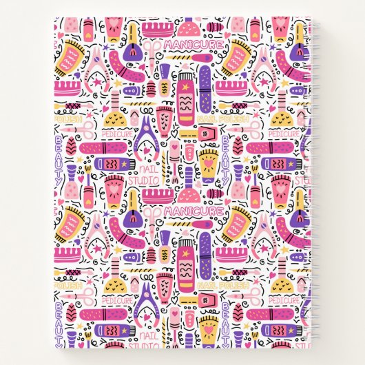 Niedliches Doodle Manicure-Muster Notizblock (Rückseite)