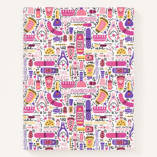 Niedliches Doodle Manicure-Muster Notizblock (Vorderseite)