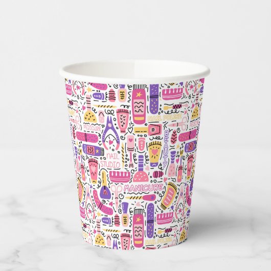 Niedliches Doodle Manicure-Muster Pappbecher (Links)