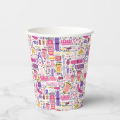 Niedliches Doodle Manicure-Muster Pappbecher (Vorderseite)