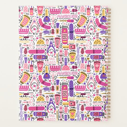 Niedliches Doodle Manicure-Muster Planer (Rückseite)