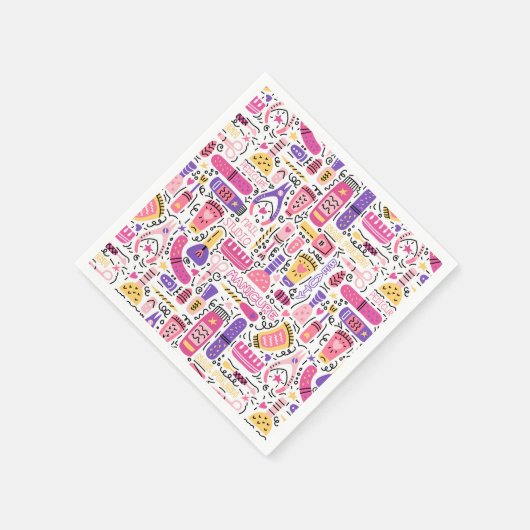 Niedliches Doodle Manicure-Muster Serviette (Ecke)