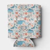 Niedliches Doodle-Muster in der Nordsee Dosenkühler (Rückseite)