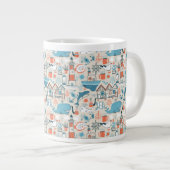 Niedliches Doodle-Muster in der Nordsee Jumbo-Tasse (Vorderseite Rechts)